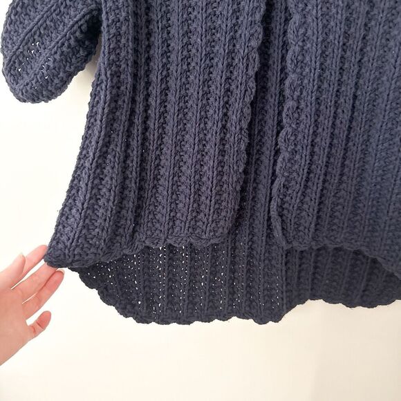 Vintage Cable Knit Fisherman Sweater Womens Medium Navy Cardigan Nautical - Picture 4 of 10